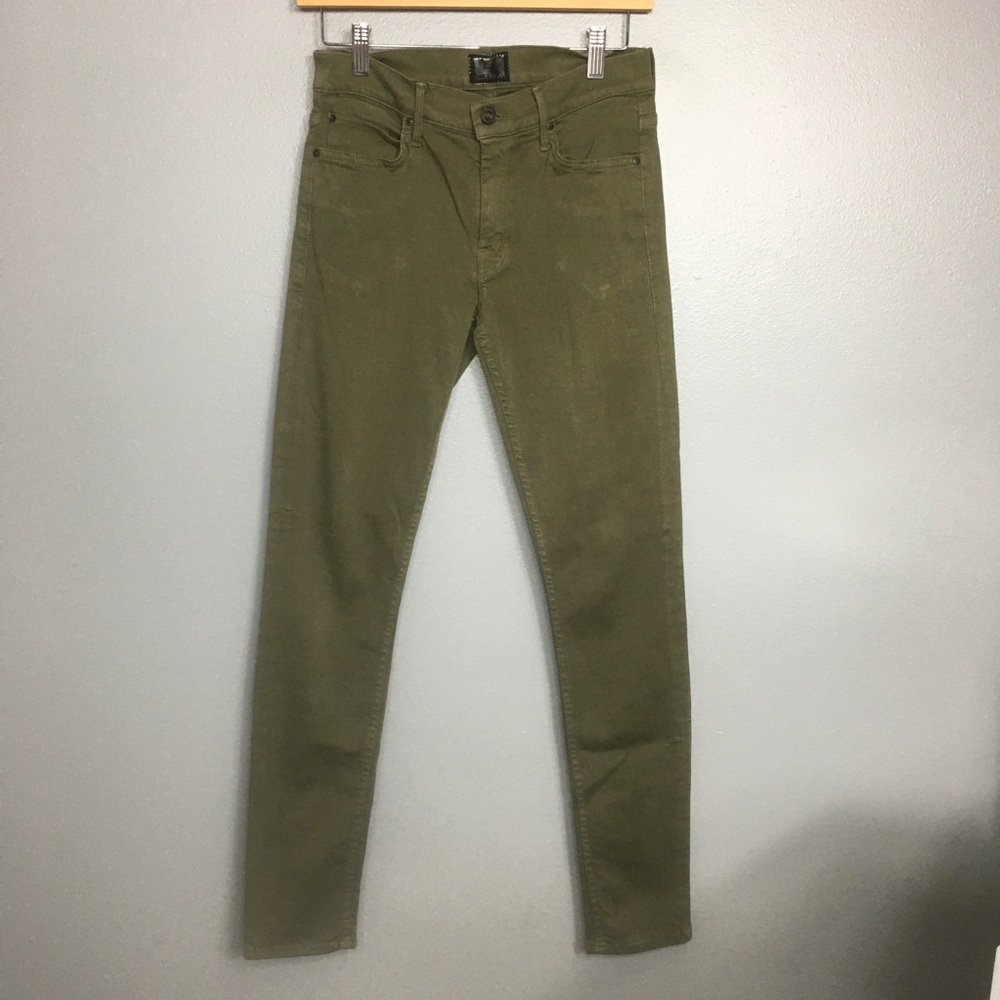MOTHER X FREJA | olive green skinny jeans 28